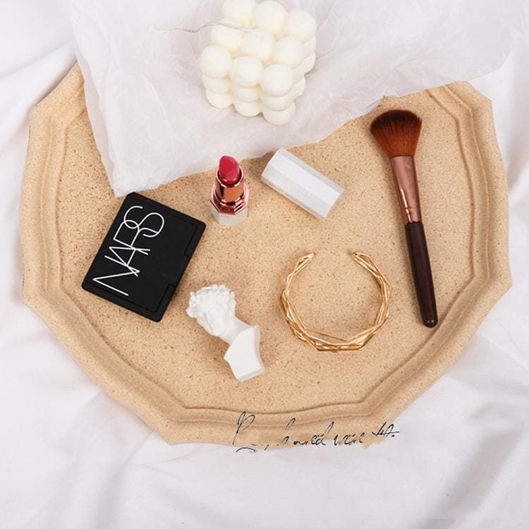 Round Shape Retro Wooden Jewelry Tray Home Homestay Decorative Ornaments Photo Props