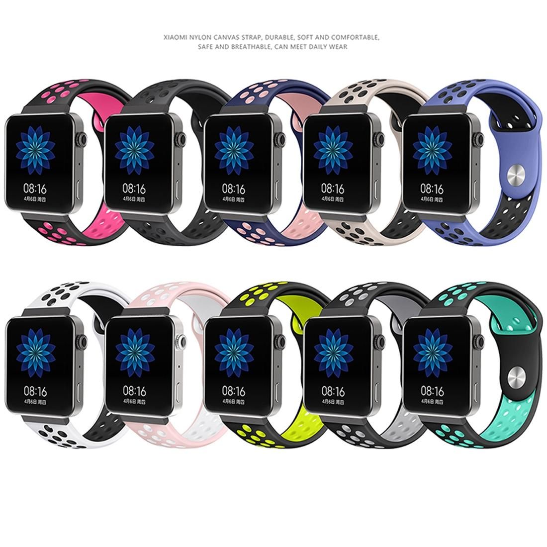 For Xiaomi Smart Watch Standard / Pride Version 18mm Two-color Silicone Replacement Strap Watchband (Pink White)