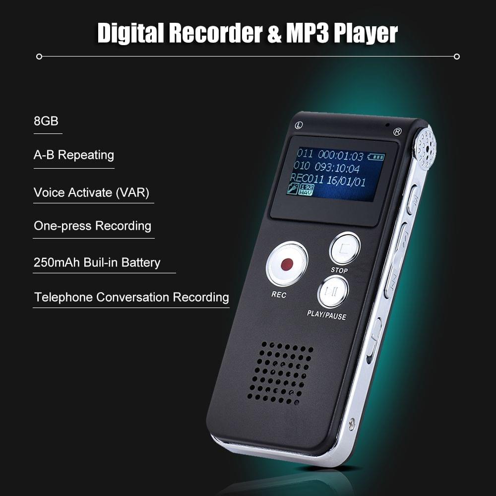 8GB Intelligent Digital Audio Voice Phone Recorder
