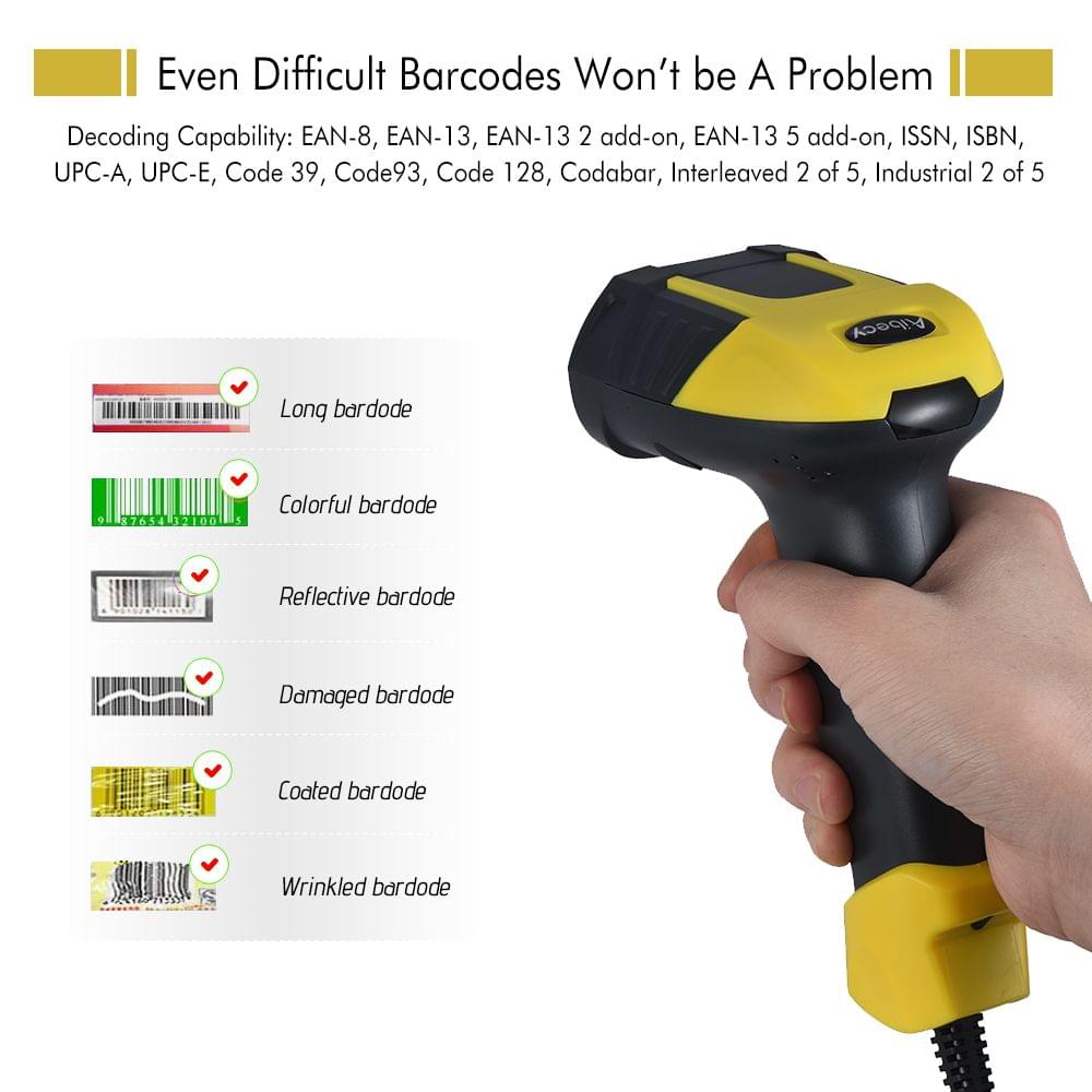 Aibecy A8 Handheld USB Barcode Scanner Bar Code Reader for