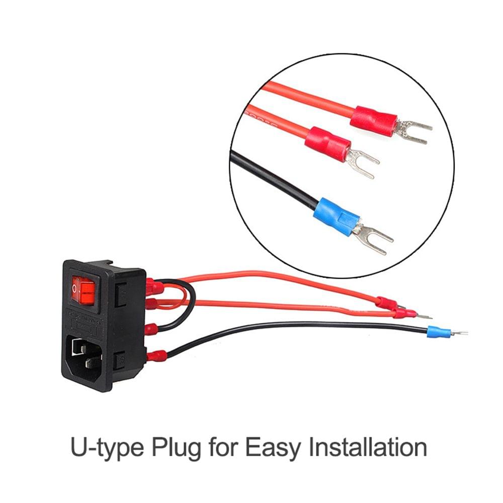220V/110V 15A Power Supply Switch Male Socket with Fuse for