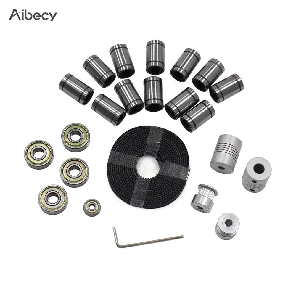 Aibecy 3D Printer Parts Linear Motion Kit LM8UU 608ZZ 624ZZ - bearings&shaft coupler&pulley&belts