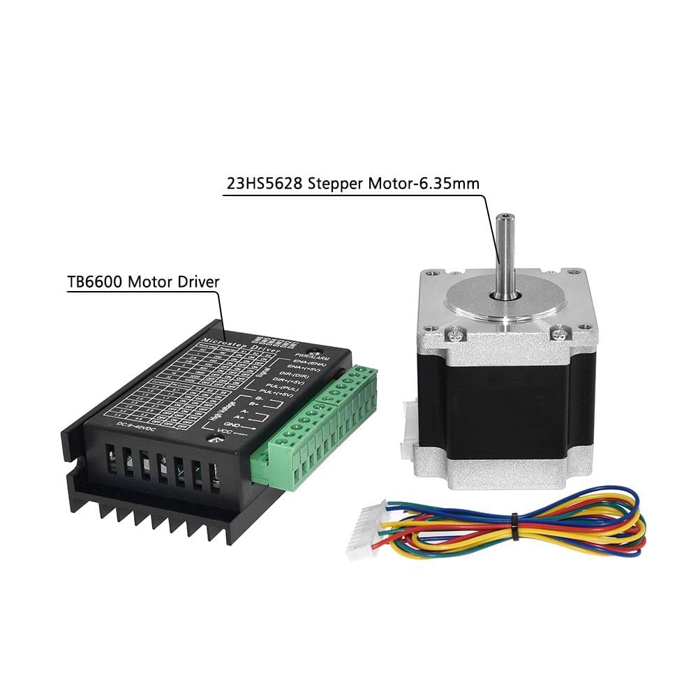 Aibecy 23HS5628 Stepper Motor 6.5mm Shaft Diameter TB6600 - 23HS5628-6.35mm&TB6600