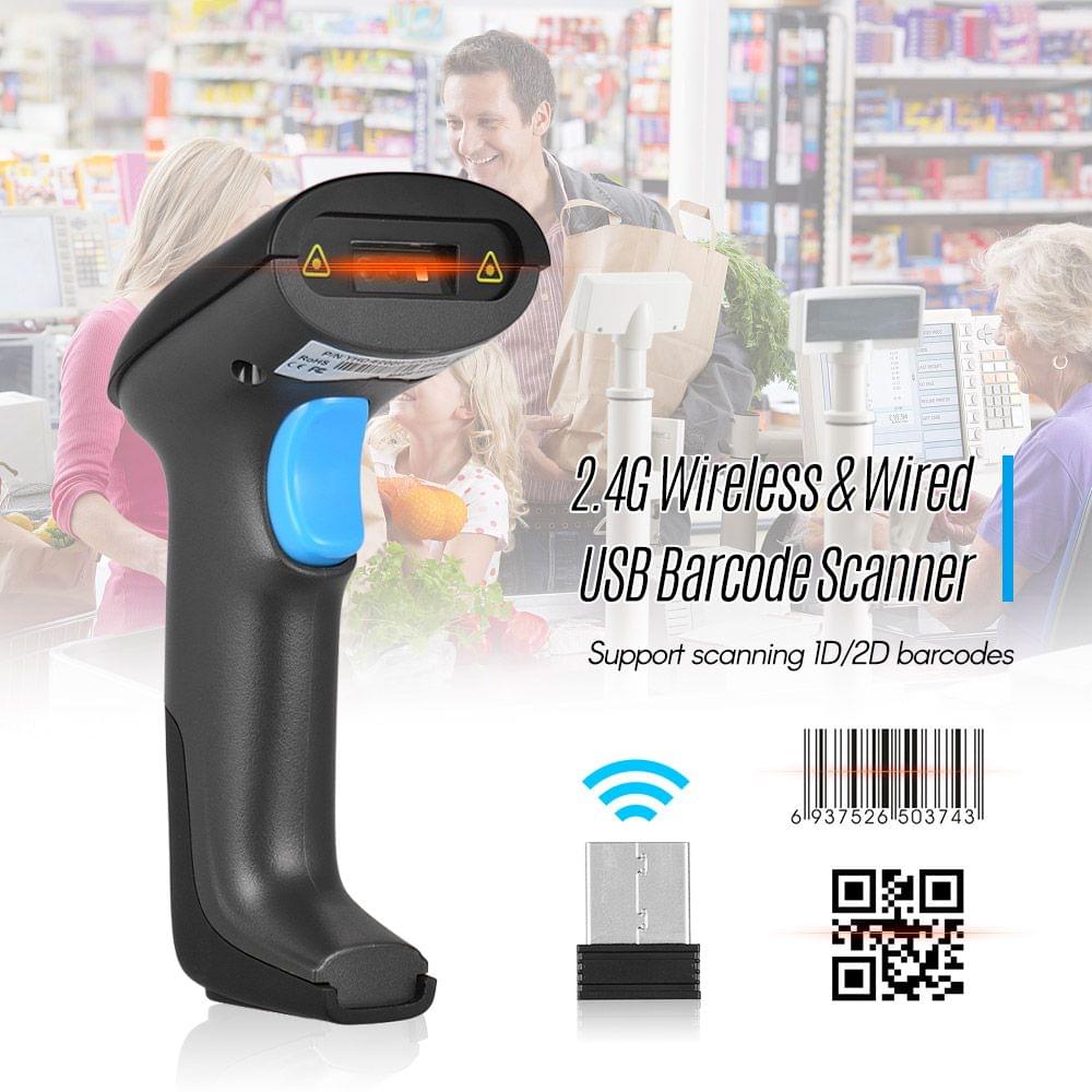 Handheld 2-in-1 2.4G Wireless & Wired USB Barcode - 2.4G Wireless & Wired