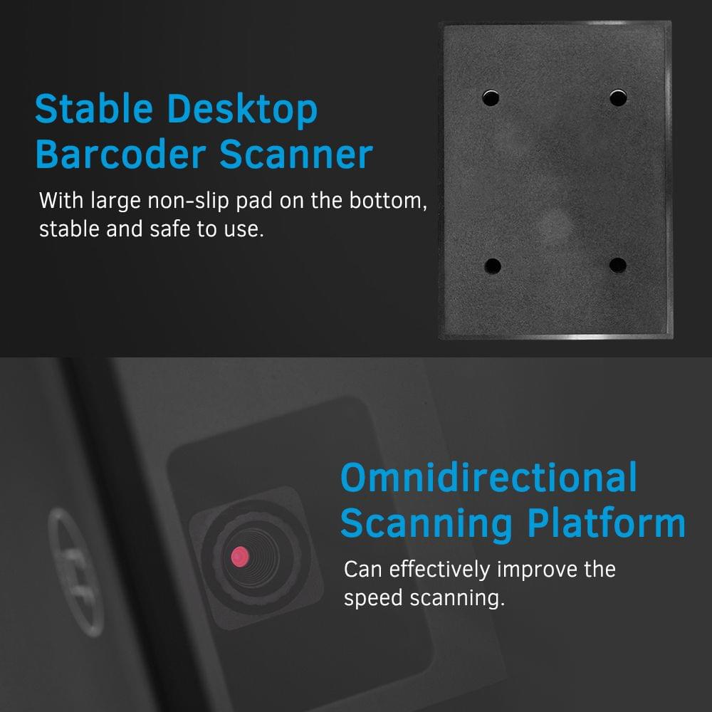 Aibecy Hands-free Wired 1D 2D QR Barcoder Scanner - EU Plug