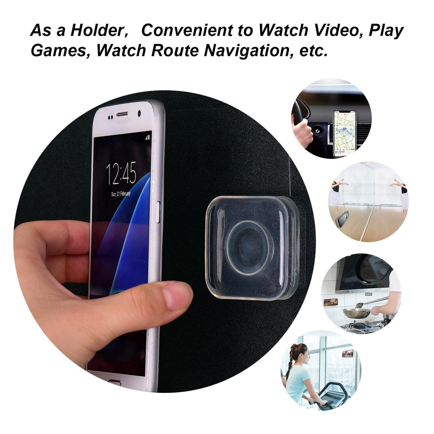 Magic Nano Rubber Pad Mobile Phone Holder Sticker Universal - Square& 3pcs