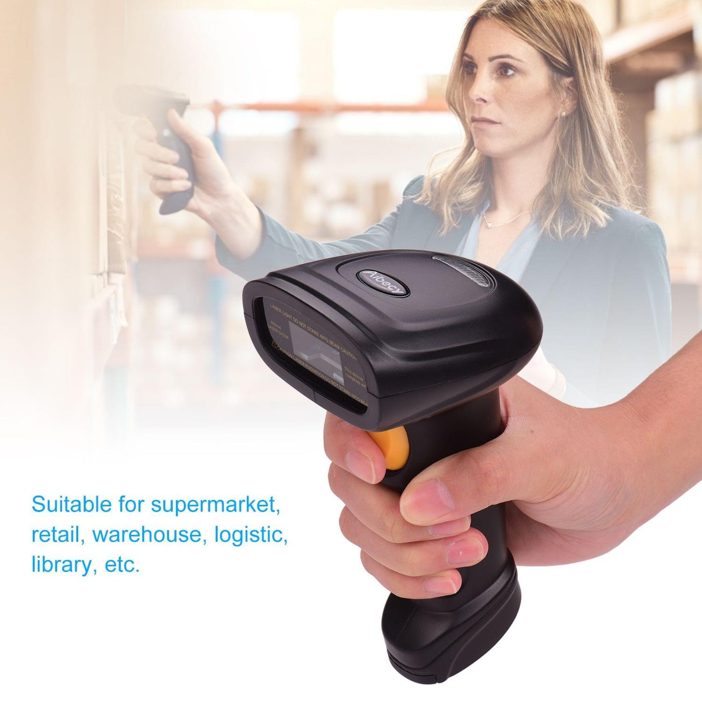 Aibecy 2.4G Wireless Handheld 1D Barcode Scanner Bar Code