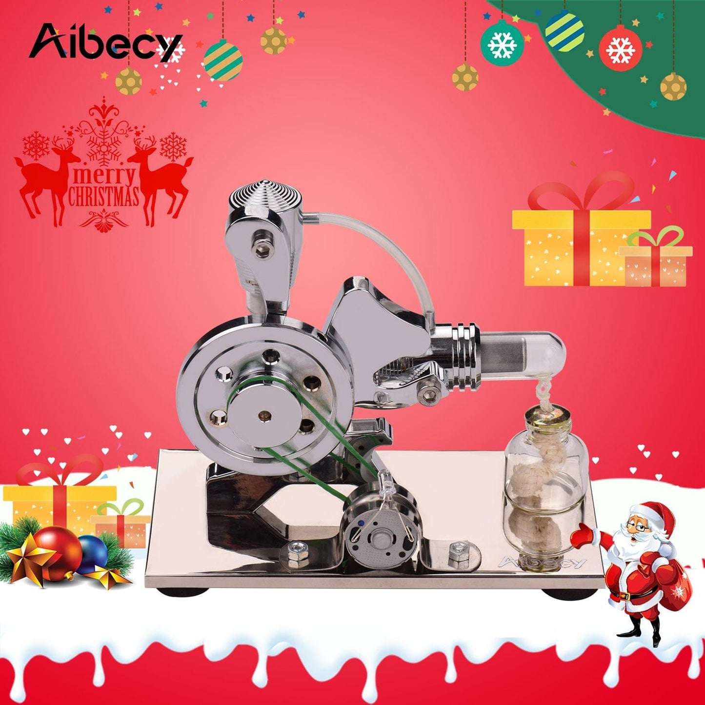 Aibecy Hot Air Stirling Engine Motor Model kit Aluminum