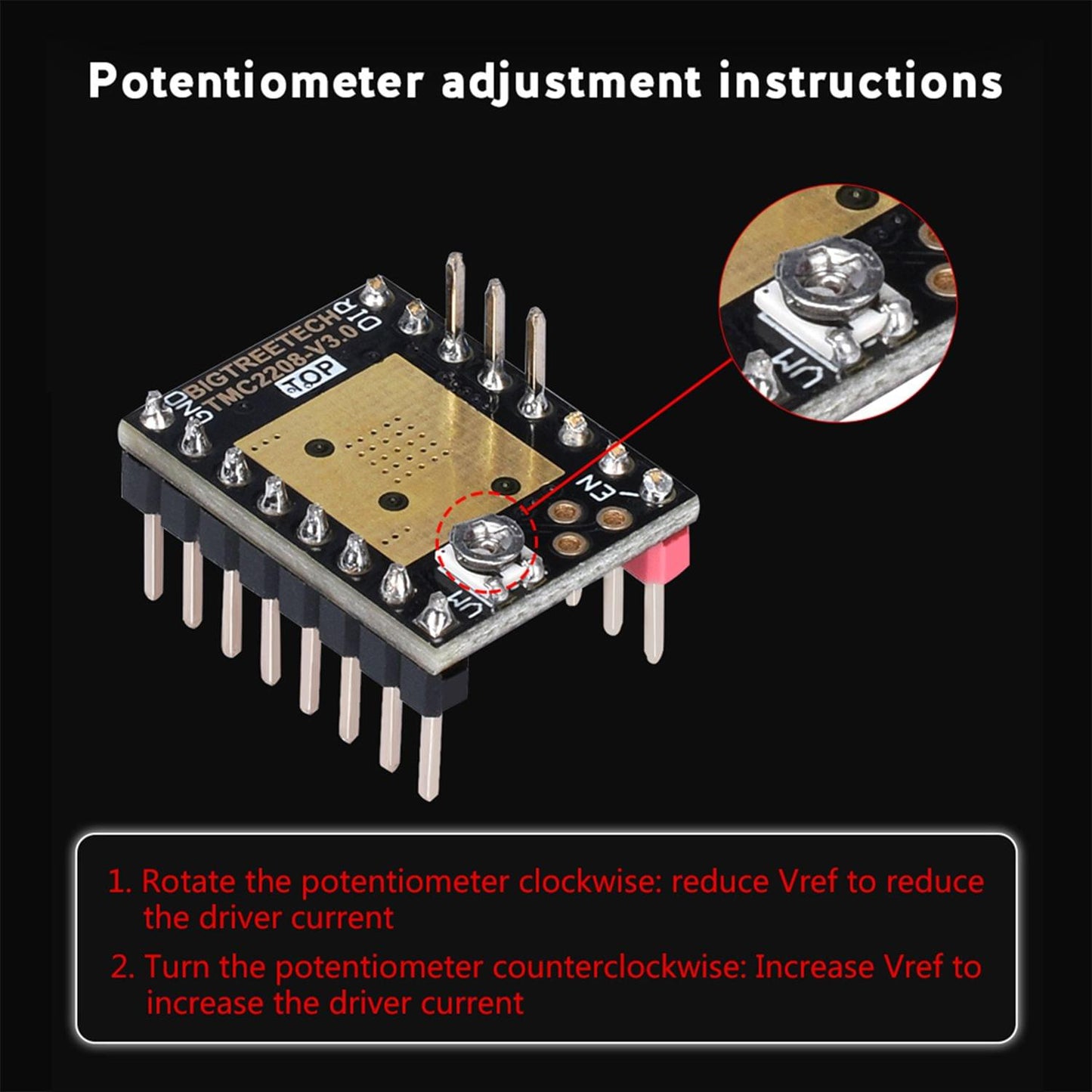 Uniqkart TMC2208 V3.0 Stepper Motor Driver Stepstick with - 1pc STEP or DIR