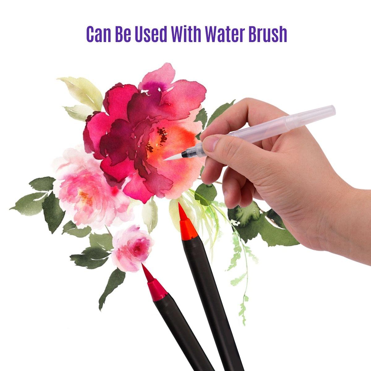 20 Vibrant Watercolor Brush Pens with Soft Flexible Brush - 20 Colors