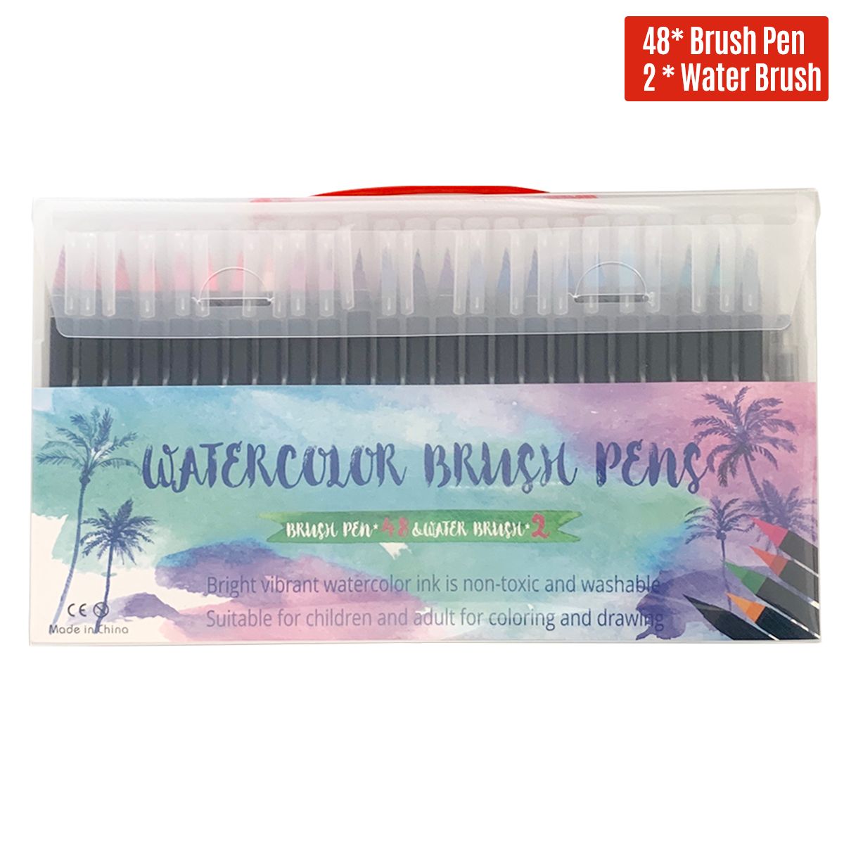 48 Vibrant Watercolor Brush Pens with Soft Flexible Brush - 48 Colors