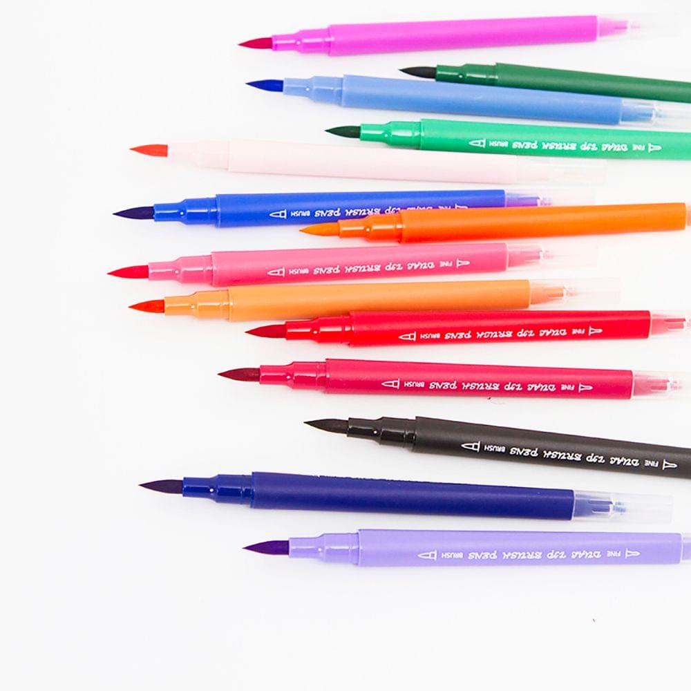48 Bright Colors Dual Tip Brush Pens Set 0.4mm Fineliner & - 48 Colors