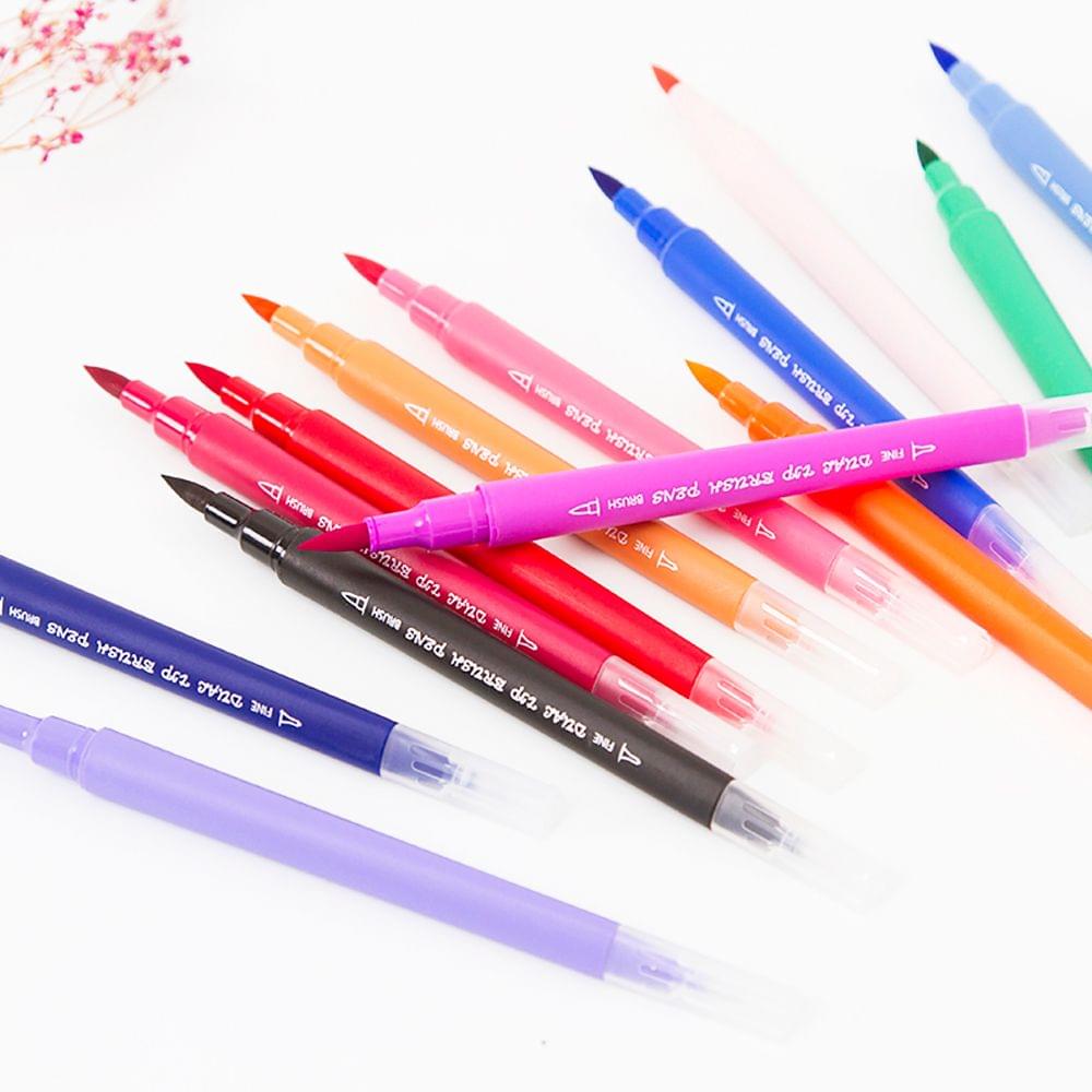 60 Bright Colors Dual Tip Brush Pens Set 0.4mm Fineliner & - 60 Colors