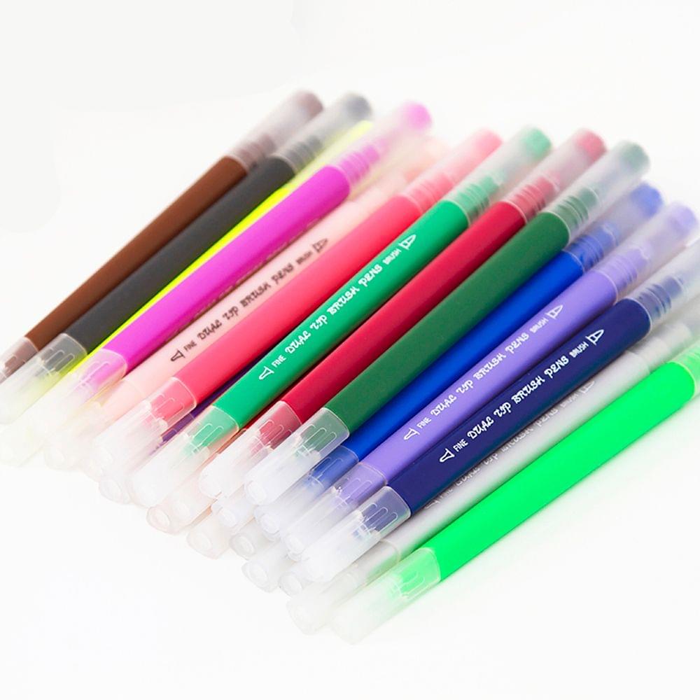 60 Bright Colors Dual Tip Brush Pens Set 0.4mm Fineliner & - 60 Colors