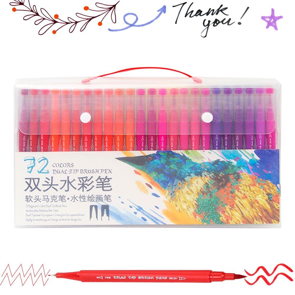72 Bright Colors Dual Tip Brush Pens Set 0.4mm Fineliner & - 72 Colors