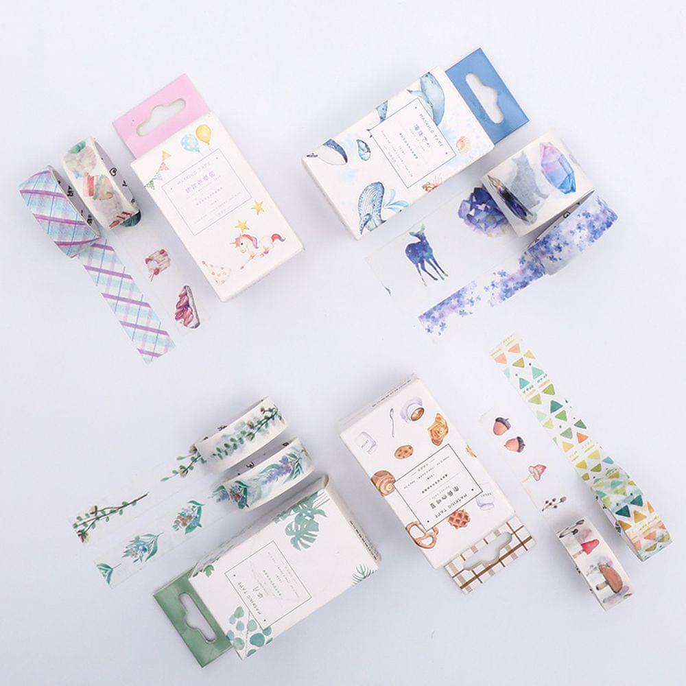 Washi Tape Set 4 Rolls 30mm 15mm 5mm Wide Decorative - Fruits Basket