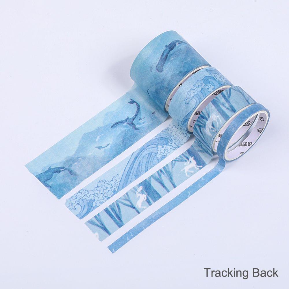 Washi Tape Set 4 Rolls 30mm 15mm 5mm Wide Decorative - Tracking Back