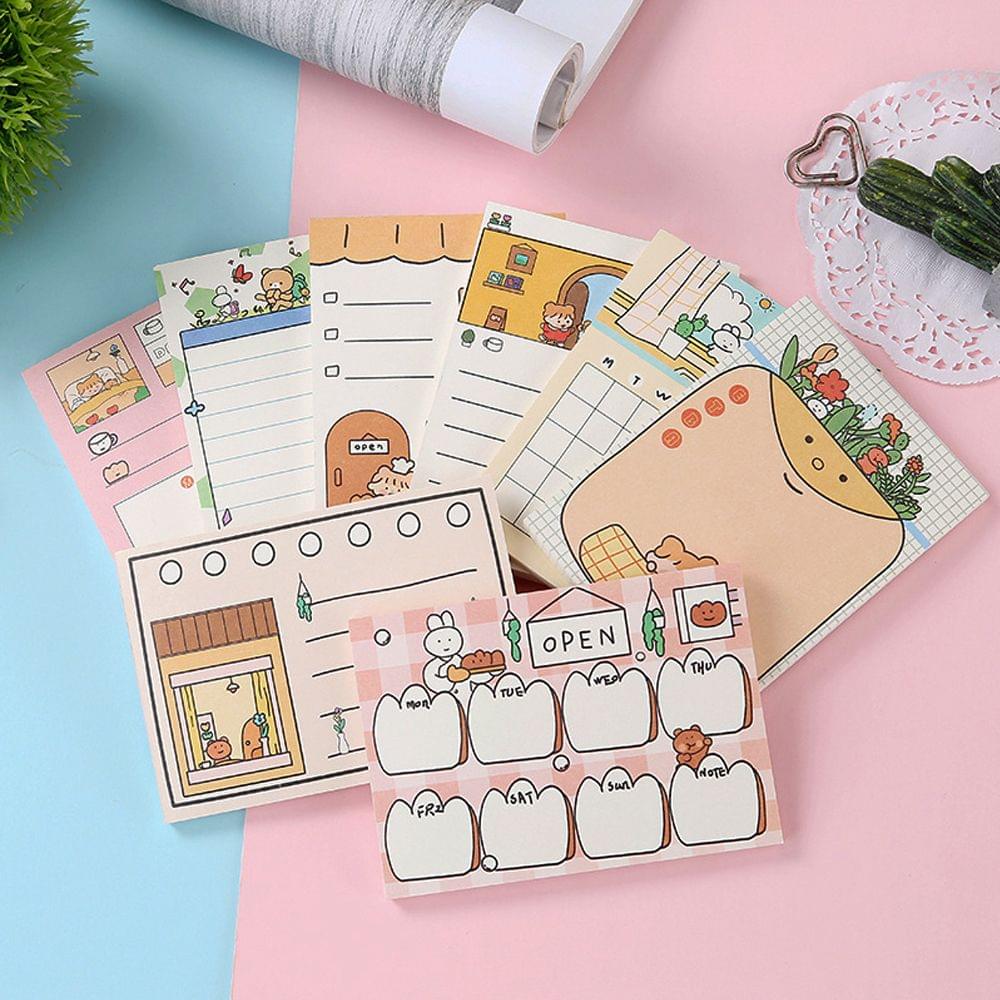 50 Sheets Portable Cartoon Sticky Notes To Do List Notepad - C