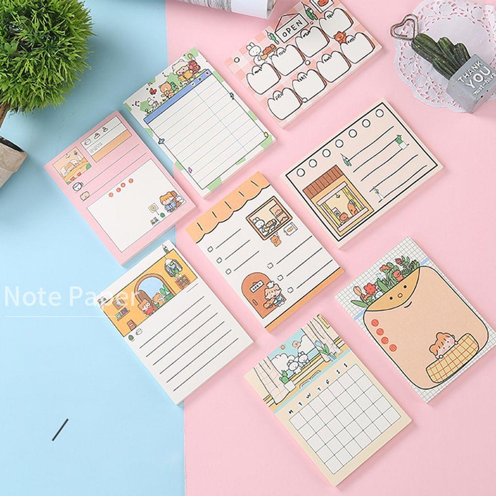 50 Sheets Portable Cartoon Sticky Notes To Do List Notepad - C