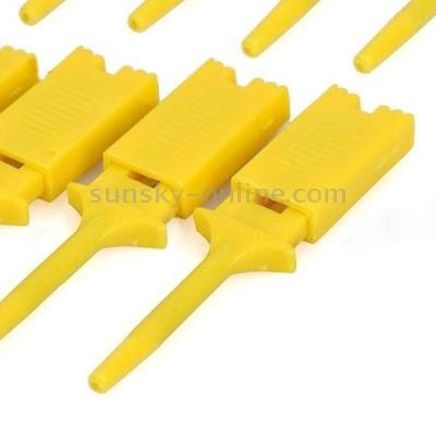 Plastic Flat Multimeter Test Hook Clip Probes for PCB IC (Yellow)