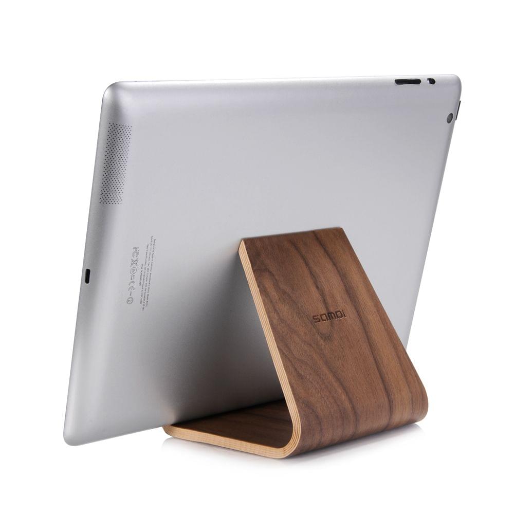 Samdi Walnut Wooden Phone Tablet Stand Holder Dock Station