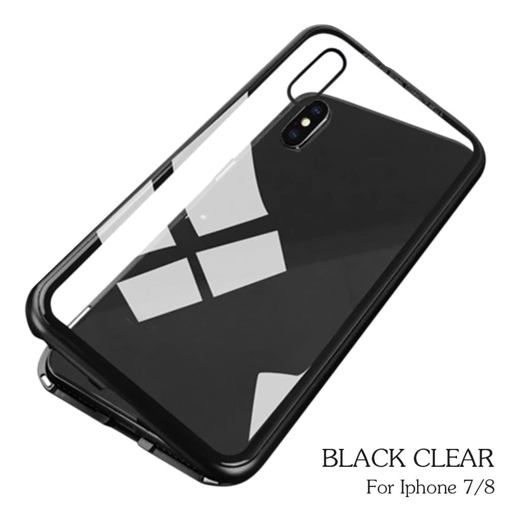Magneto Magnetic Adsorption Case Clear Tempered Glass Black - Black Clear&i-Phone7 8