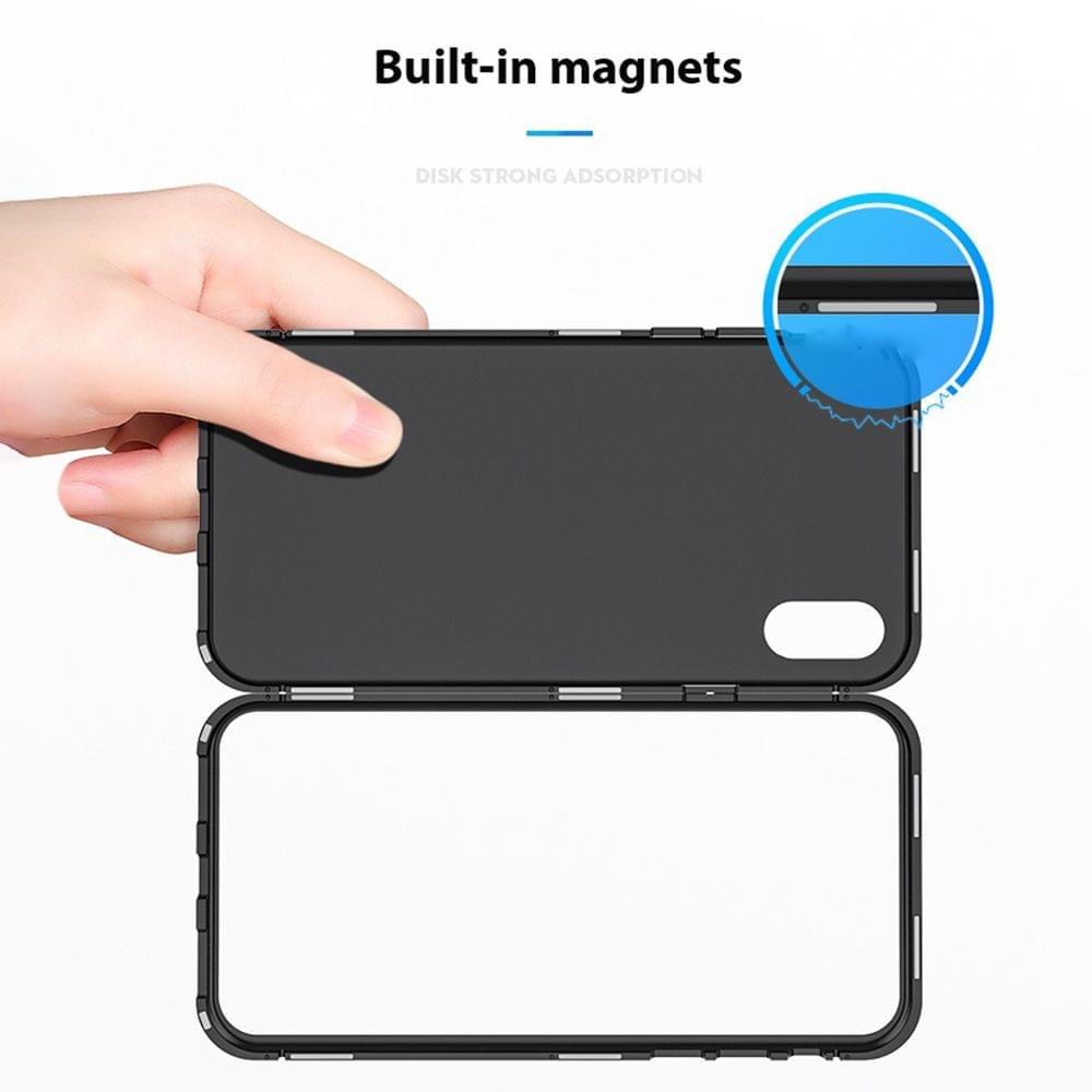 Magneto Magnetic Adsorption Case Clear Tempered Glass Black - Black Clear&i-Phone7 8