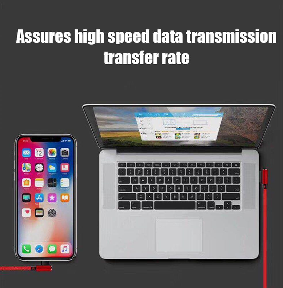 New Micro USB Data Synchro Fast Charging Cable 90 Degree - Android Blue