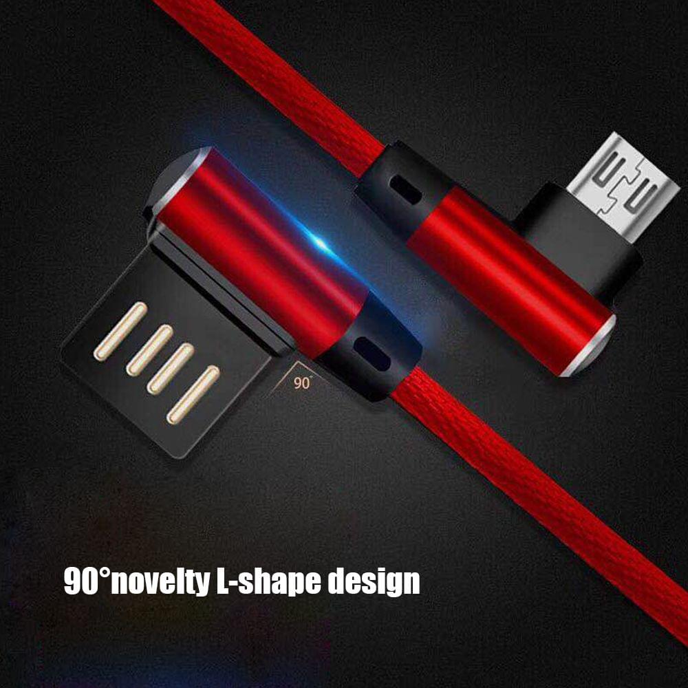 New Micro USB Data Synchro Fast Charging Cable 90 Degree - Android Blue