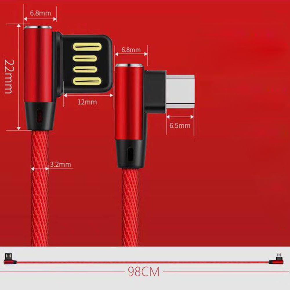 New Micro USB Data Synchro Fast Charging Cable 90 Degree - Android Blue