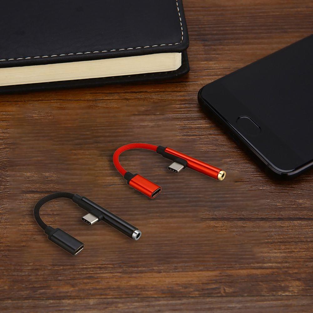 Type-C Audio AUX Converter Charger Cable Splitter Adapter