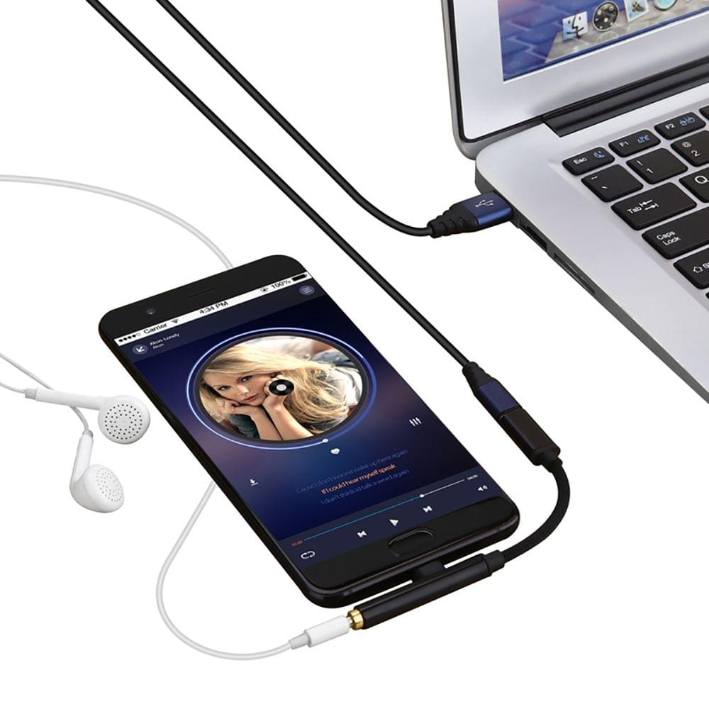 Type-C Audio AUX Converter Charger Cable Splitter Adapter