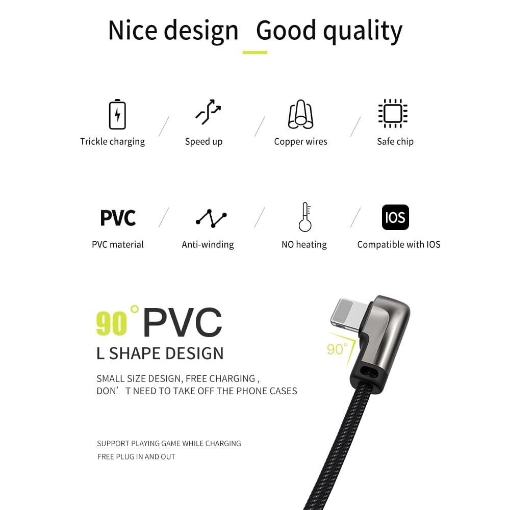 WSKEN Data Cable 2M 5V 2.1A Wire USB Lightning Port Quick - 2m