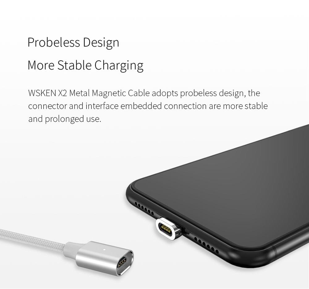 WSKEN X2 2M 6.56ft Lightning Magnetic Cable for iPhone iPad - 2m 6.56ft