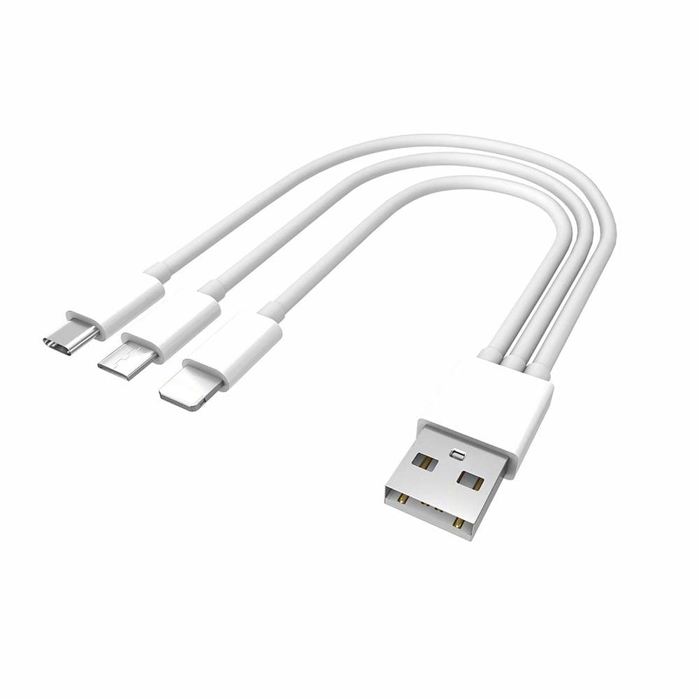 3-In-1 Charging Cable USB to Micro USB + Type C + Lightning