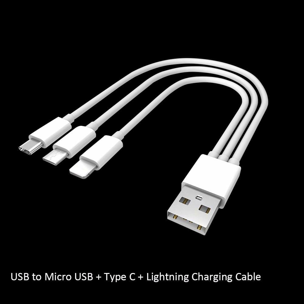 3-In-1 Charging Cable USB to Micro USB + Type C + Lightning