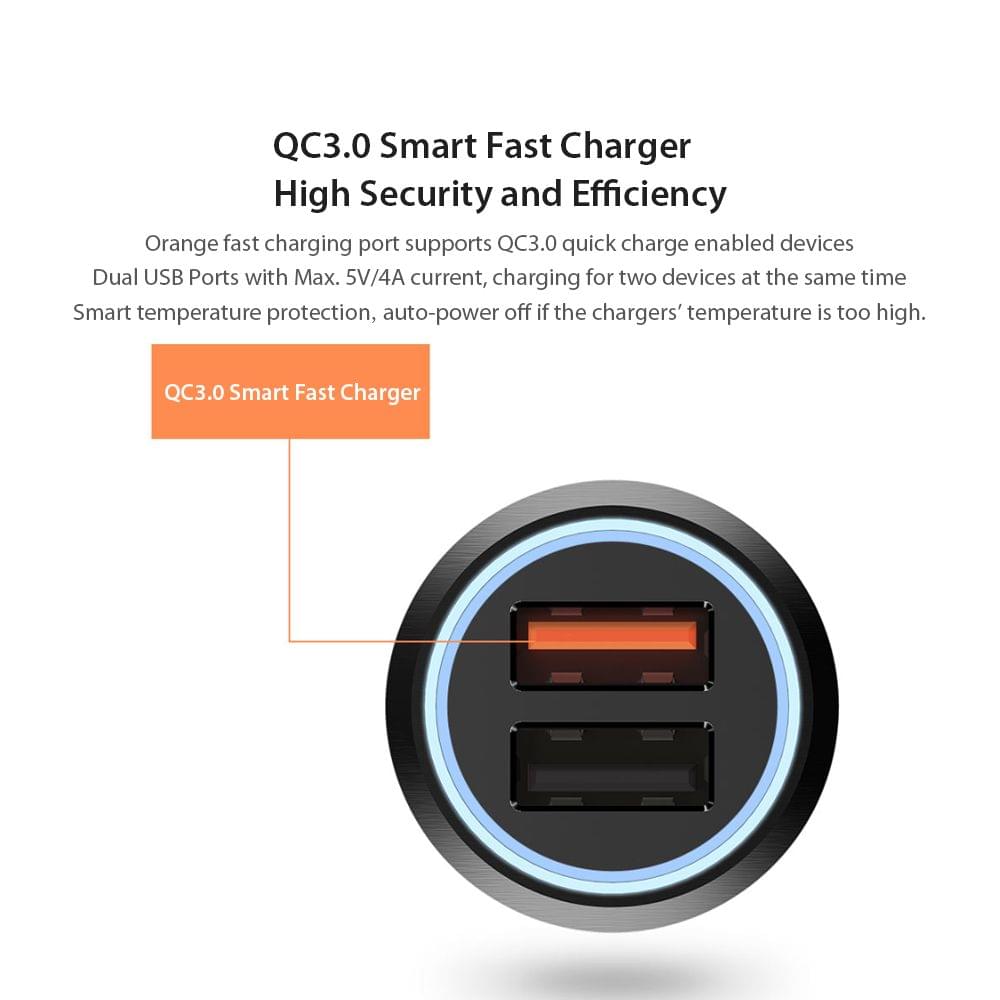 Xiaomi 70Mai Car Charger Quick Charge 3.0 Dual USB Output
