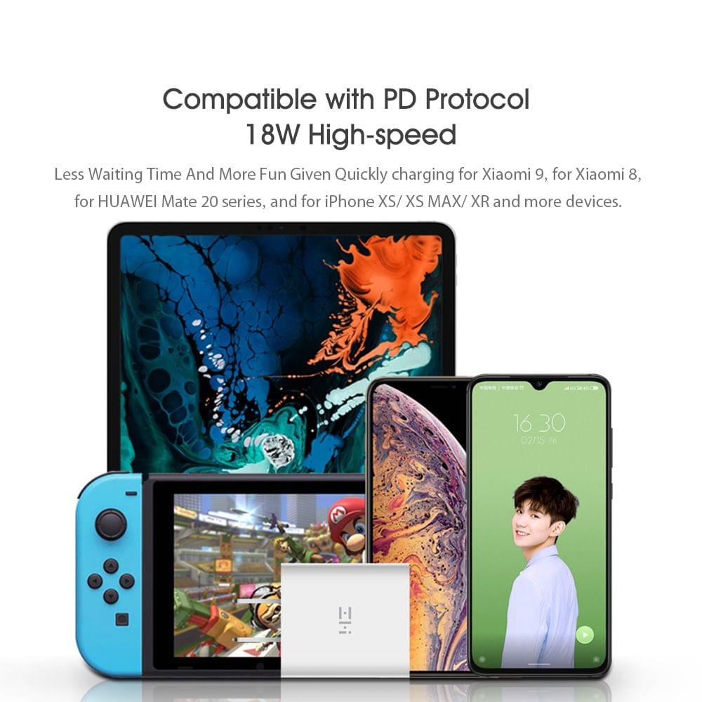 Xiaomi ZMI USB Type-C Fast Charger with USB-C Lightning Data - 18W Charger and Type-C to Ligtning Cable
