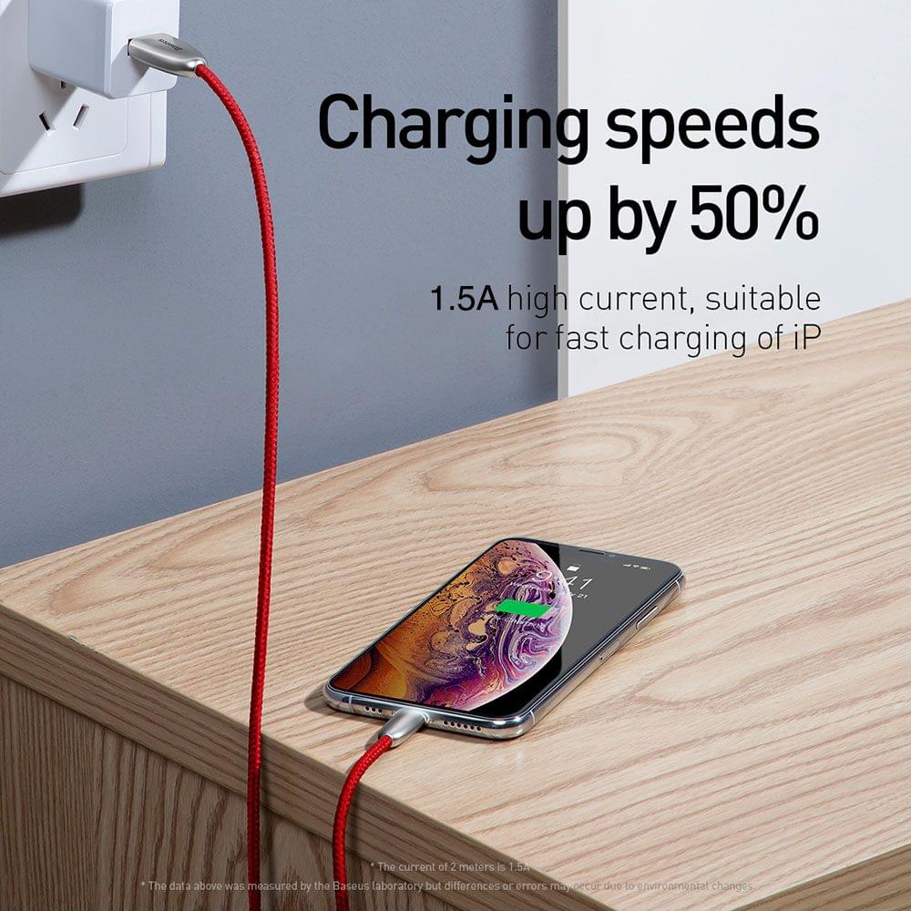 Baseus Torch Data Cable With Indicator Light USB Charger - iP 1.5A 2m
