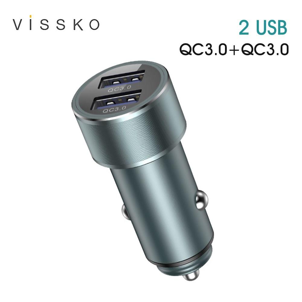 vissko USB Car Charger 2 USB QC3.0 Quick Charge 3.0 36W - USB And USB