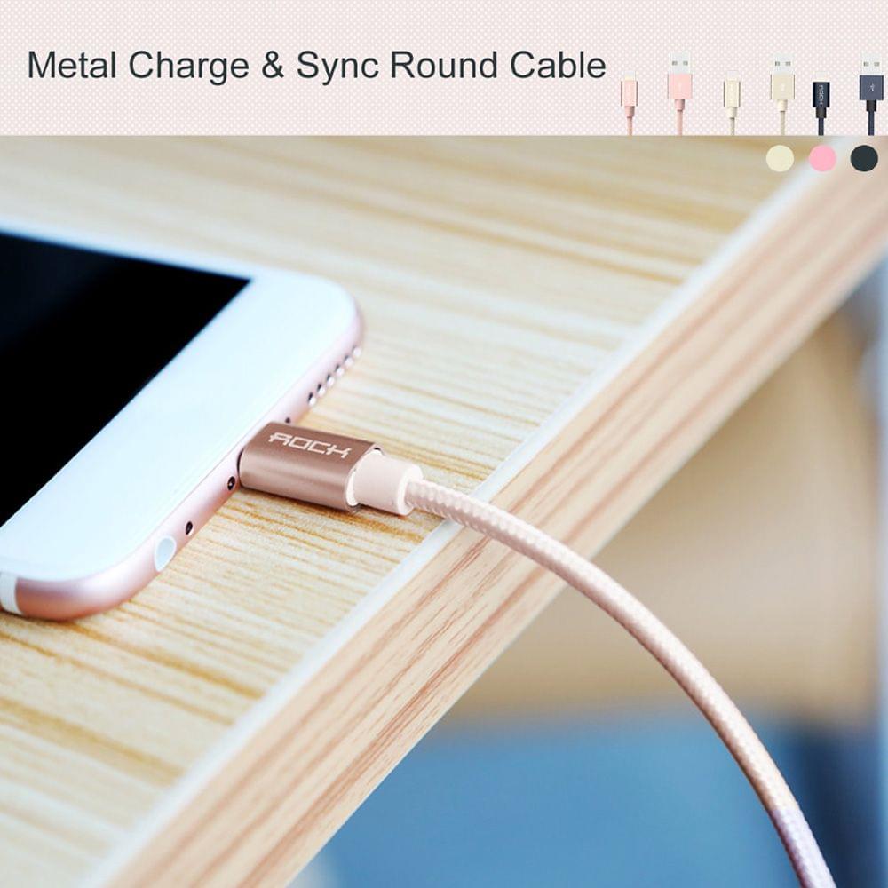 ROCK Metal Charge Sync Data 180CM 8-pin Lightning Cable for - Tarnish 180cm
