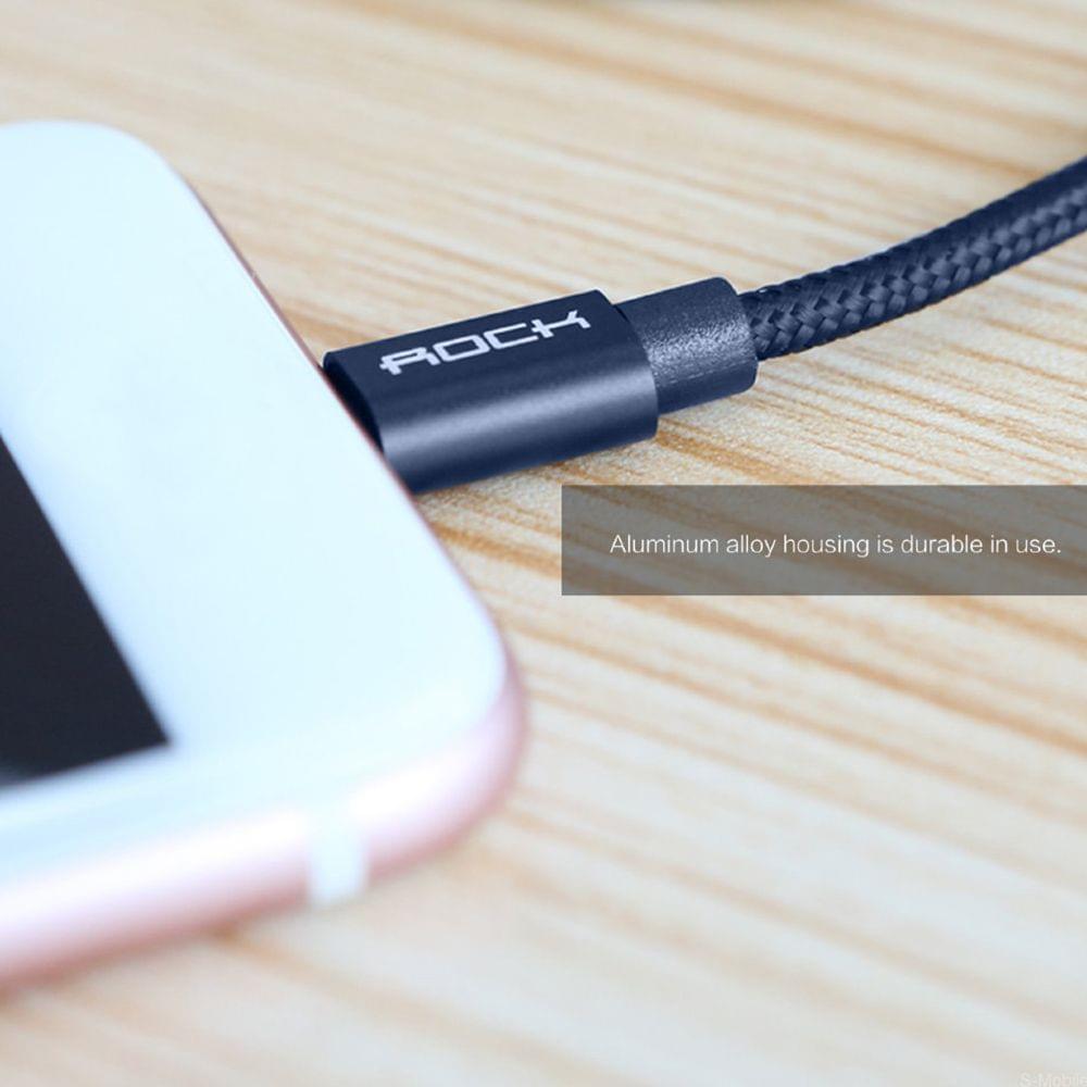 ROCK Metal Charge Sync Data 180CM 8-pin Lightning Cable for - Tarnish 180cm