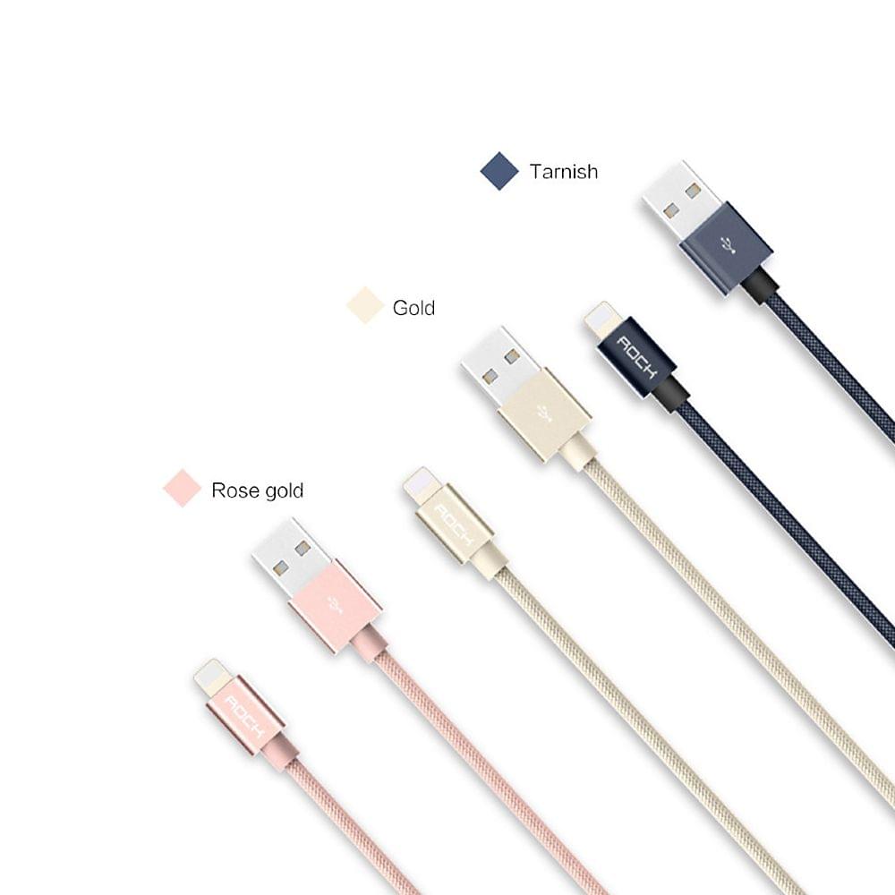 ROCK Metal Charge Sync Data 20CM 8-pin Lightning Cable for - Tarnish 20cm