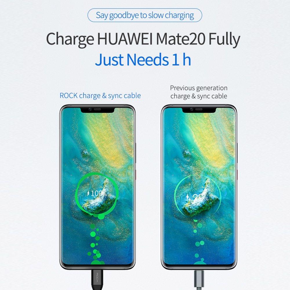 ROCK C8 C TO A 5A Metal Fast Charge Sync Data 200CM Type C - Black 200cm