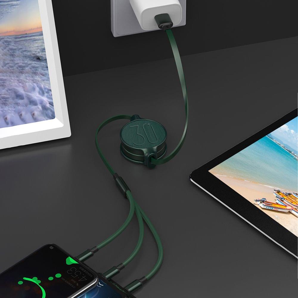 Retractable 3 in 1 USB Cable 3ft Multi Charging Cable