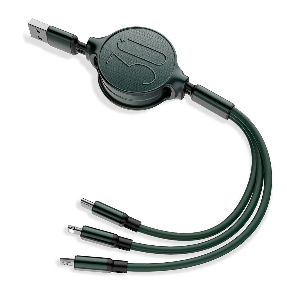 Retractable 3 in 1 USB Cable 3ft Multi Charging Cable