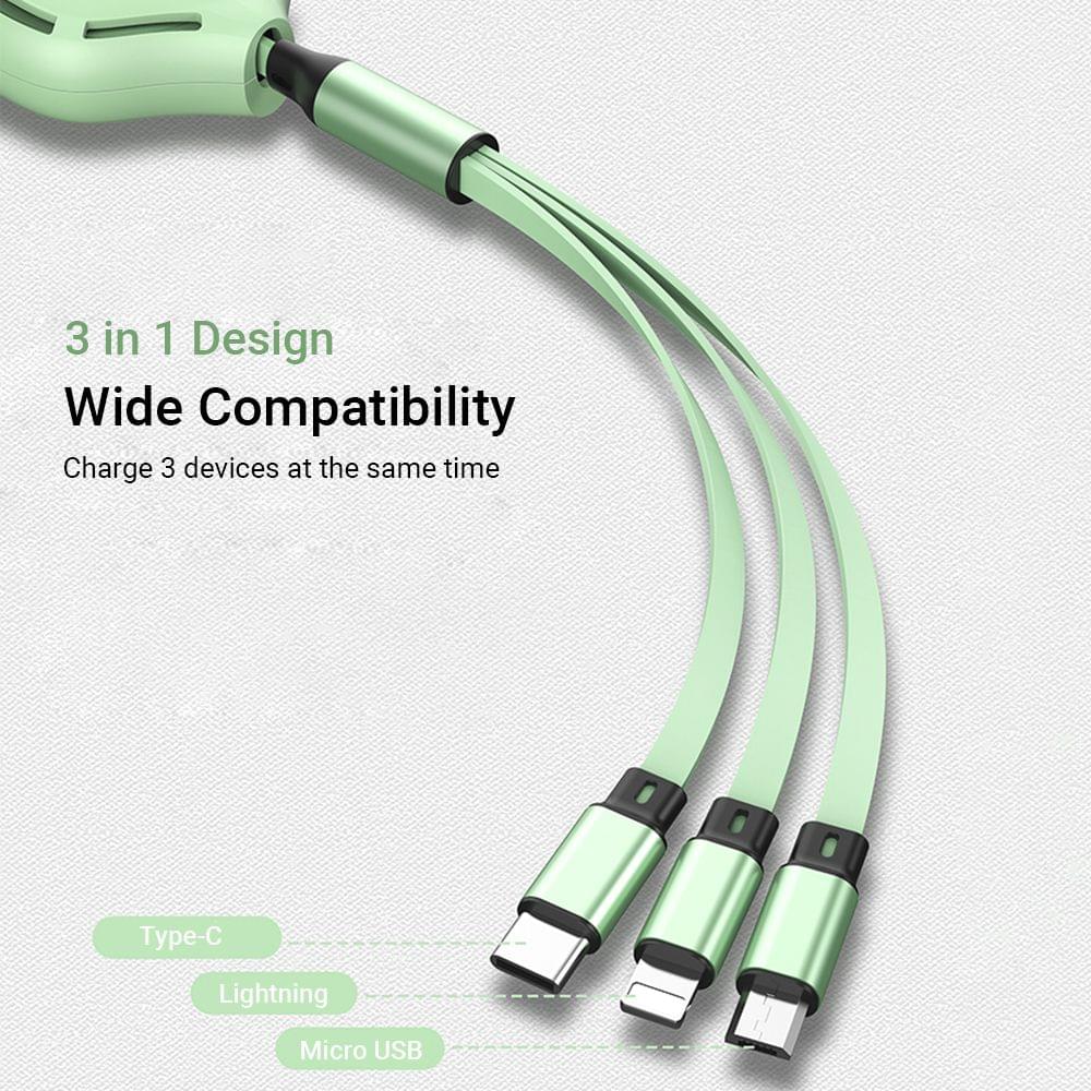 Retractable 3 in 1 USB Cable 4ft Skeleton Multi Charging