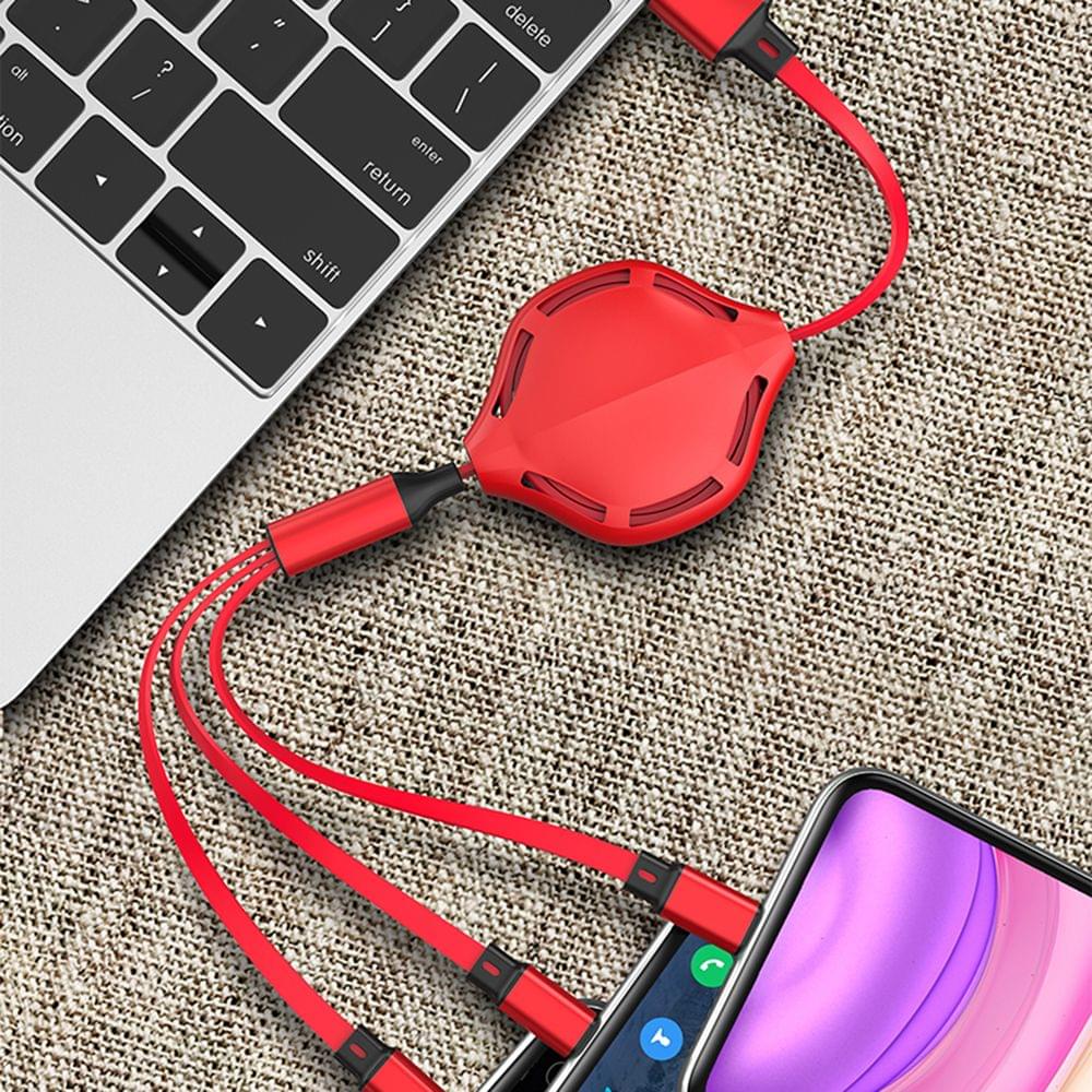 Retractable 3 in 1 USB Cable 4ft Skeleton Multi Charging