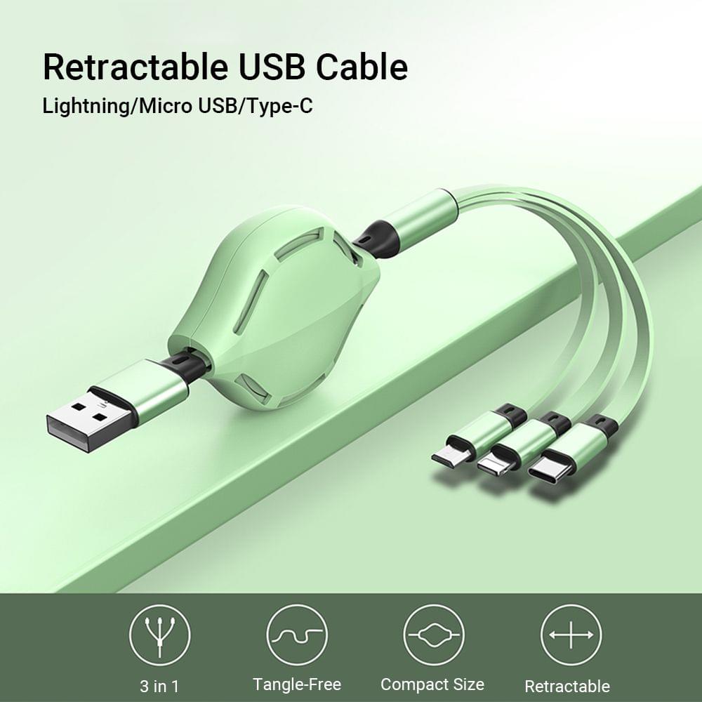 Retractable 3 in 1 USB Cable 4ft Skeleton Multi Charging