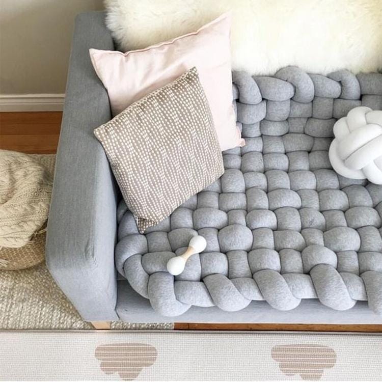 Hand-woven Home Decoration Twist Anti-skid Mat Shooting Props (Light Grey)